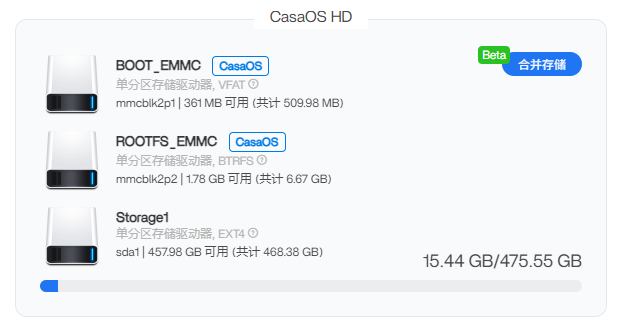Casaos的合并存储原理,及与1panel等其他应用安装的关系